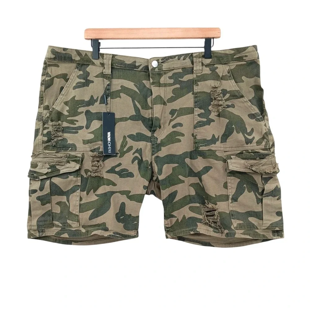 NEW Fashion Nova Shorts Womens 3X Inside Scoop Camo Cargo Cotton Stretch City 42